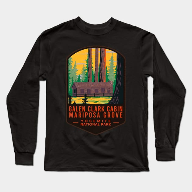 Galen Clark Cabin Mariposa Grove Yosemite National Park Long Sleeve T-Shirt by JordanHolmes